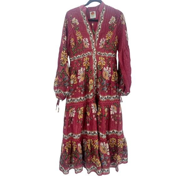 Farm Rio Women's Garden Delight Long Sleeve Midi Dress Size Medium NWT - Picture 6 of 12